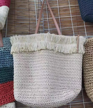 Beidge Stitched Tofsar Shopping Damväska