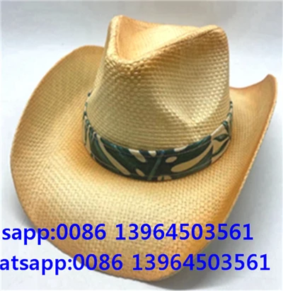 Män Western Ribbon Cowboy Halm Fisher Man Solhatt