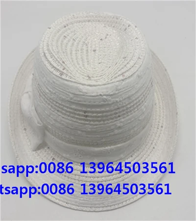 Vit Straw Fedora Hat Mjuk genombruten sommarhatt