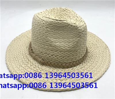 Naturligt handvävt papper Vit Braid Fedora Hat
