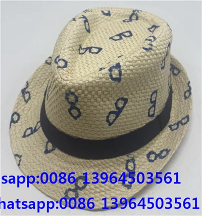 Halm Fedora Hatt Med Utskrift Mönster