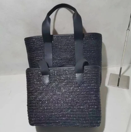 Black Wheat Woven Women Bag One Set