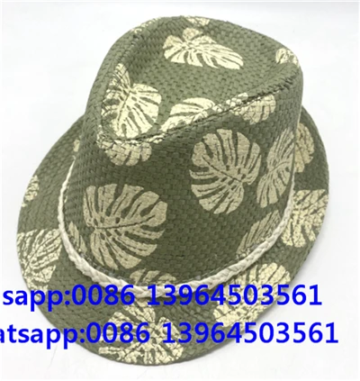 Palmbladstryckt Fedora andningsmössa
