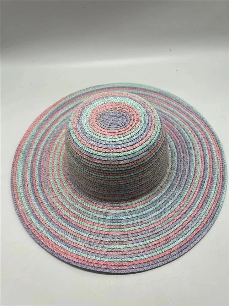 Färgglad papper halm kvinna hatt