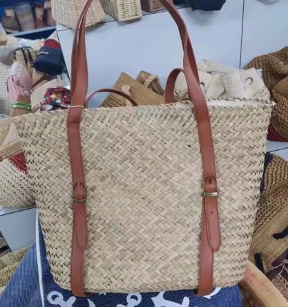 Långa pu hanterar halm chic väska