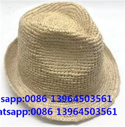 Handvävd virkad Fedora Mjuk halmhatt