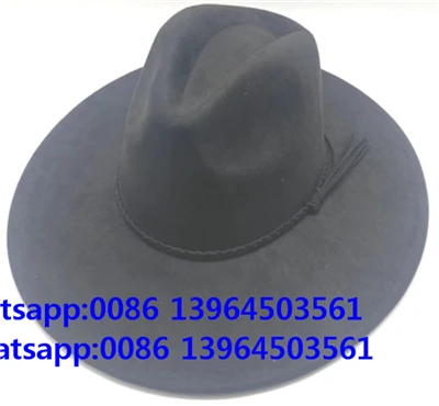 Rancher Ull Svart Mössa Fedora Cowboy Hatt