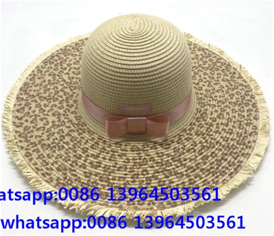 Kvinnor Stor Brätte Summber Beach Hat Med Leopard Fläck