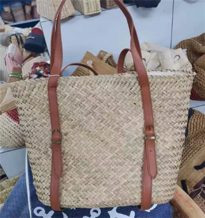 Långa pu hanterar halm chic väska